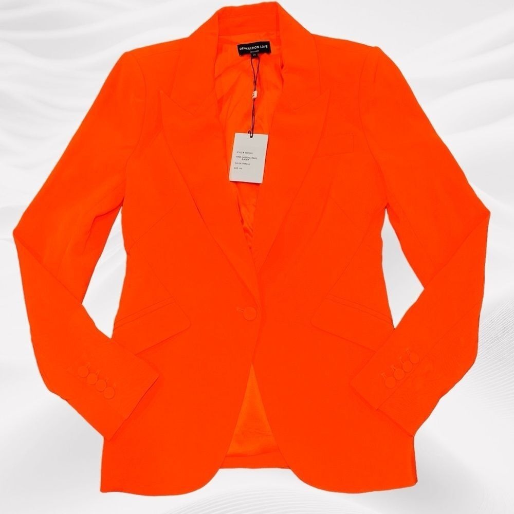 GENERATION LOVE NWT Hudson Crepe Blazer in Papaya Orange Small Vibrant Bright